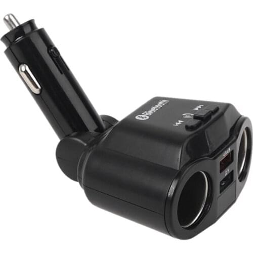 12V 24V SUV Truck Car 2-Way Socket Splitter Dual USB Charger LED Voltmeter FM Transmitter U Disk Mp3 Music Player