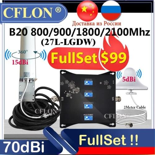 HOT!Multi-Band CellPhone Booster B20 800 900 1800 2100 2600Mhz 4G Cellular Amplifier GSM Repeater 2G3G4G Signal Booster Repeater