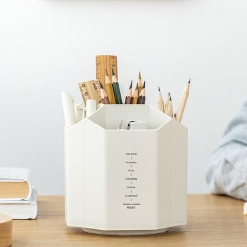 High Quality Desktop Pen Holder 360° Rotating 5 Grid Pencil Stand Pot Storage Organizer Home Office Supplies