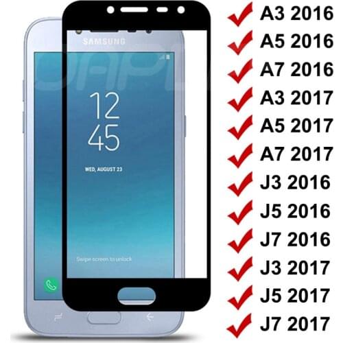 9D Full Protection Glass For Samsung Galaxy A3 A5 A7 J3 J5 J7 2017 2016 S7 J2 Prime Safety Tempered Screen Protector Glass Film