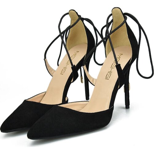 2019 Designer Fashion Black Strappy Sandals High Heel Ankle Strap Summer Dress Shoes Women Big Size Shoes H0058