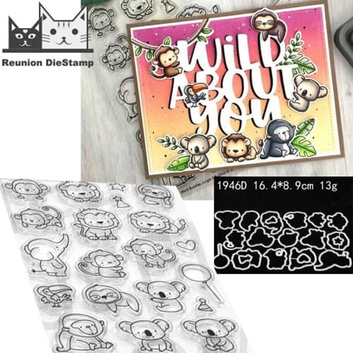 Animal Lion Monkey Koala Metal Cutting Dies and Stamps Stencil for DIY Scrapbooking Photo Album Embossing Decorative Paper Card