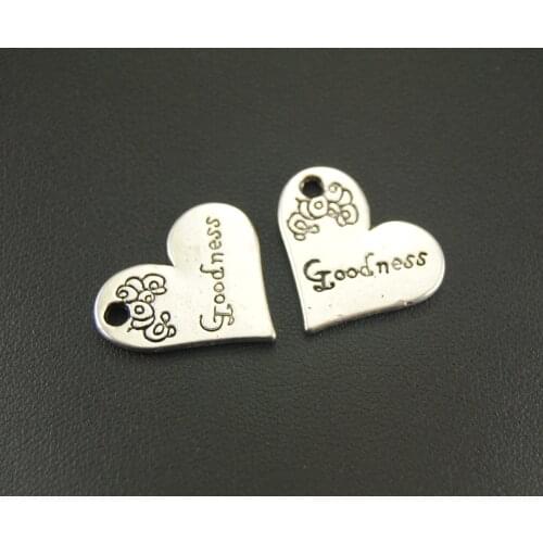 10pcs Silver Color Engraved Goodness Heart Charms DIY Handmade Jewelry Making Accessorie