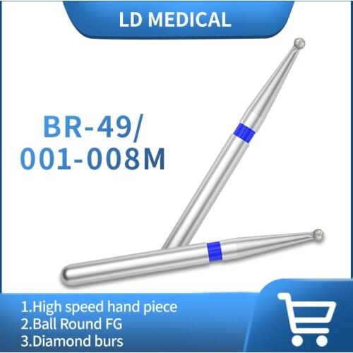 10pcs High Quality Dental Diamond Burs Drill Ball Round Type Burs dental tools FG 1.6M for Teeth Whitening BR-49