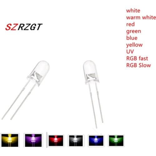 1000pcs 3mm 5mm led white/blue/red/yellow/green/pink light bulbs / 5MM White Colour LED emitting diode F3mm 5mm LED