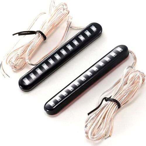 2PCS Car Motorcycle Flowing Water Tail Brake Lights 12 LED Turn Signals Light Blinker