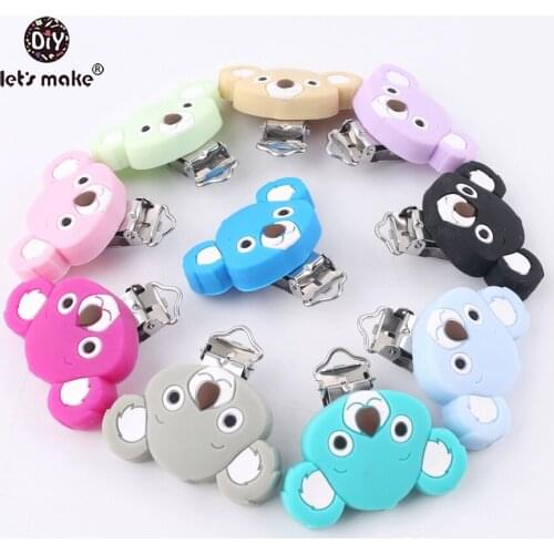 Lets make 20pcs Pacifier Clip Of Cartoon Koala Silicone Teethers Nursing Soother Clips Chains Making BPA Free Baby Teethers