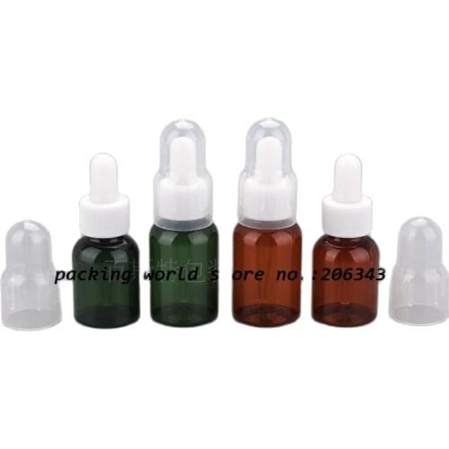 35ML green/brown plasctic PET bottle with dropper white bulb , dropper bottle for serum liquid essential oil cosmetic packing