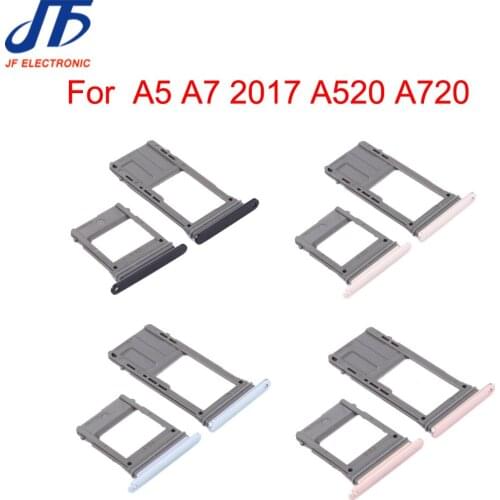 50PCS/Lot Single & Dual SIM Card Tray Slot SD Card Holder Adapter Repair Parts For Samsung Galaxy A520 A720 / A5 A7 2017