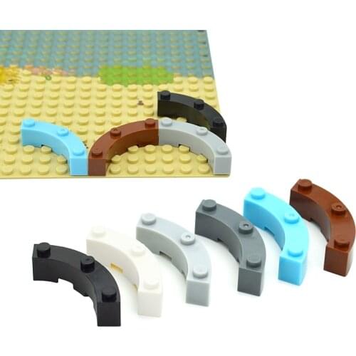 DIY Accessories Building Blocks Technical Parts Round Corner 4x4 Curved Brick with 3 Studs 48092 Educational Toys for Children