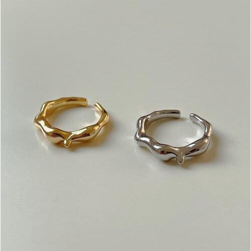 Amaiyllis S925 Sterling Silver Irregular Open Ring Gold Simple Index Finger Ring For Female Jewelry Gift