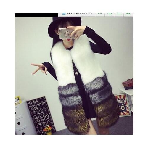 Brand Faux Fur Vest Winter Women Faux Fox Fur Vest Furry Slim Colored Fur Vest Woman Fake Fur Vest Plus Size High Quality