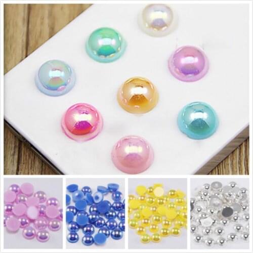 2-14mm ABS Half Round Pearl Bead Flat Back Scrapbook Beads For Jewelry Making Craft Pearls Clothing Accessories
