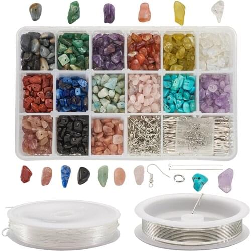 1Set Natural & Synthetic Gemstone Beads with Copper Wire Jewelry Makings Findings For DIY Earring Bracelets Necklace Making F50