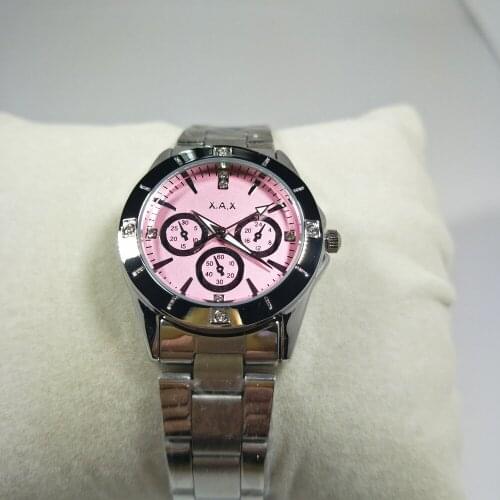 Female Clock Pink Hours Steel Watch, Japan Machine Battery Working 2 Years Warranty