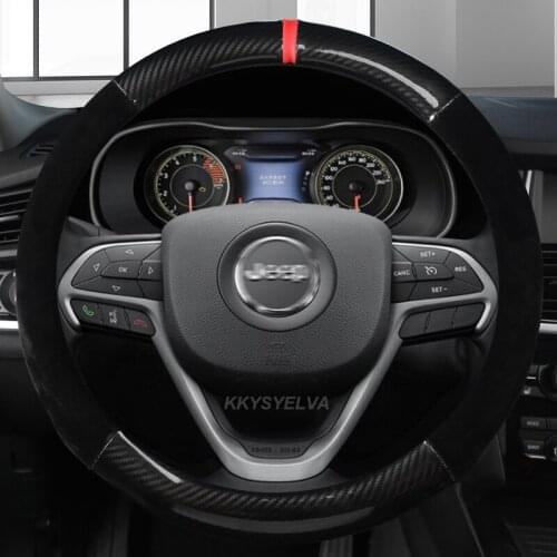 Carbon Fiber Leather Car Steering Wheel Cover for Jeep Grand Cherokee ZJ WJ WK WK2 WL 1993-2021 Auto interior Accessories