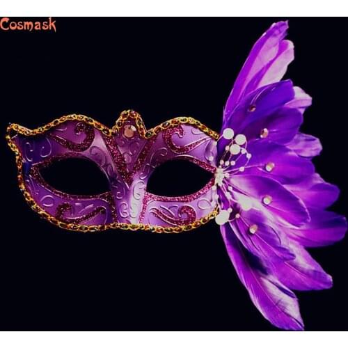 Cosmask Halloween Five Kinds Of Color Feather Mask Women Sexy Half Face Party Masks Masquerade Feather Mask Ball
