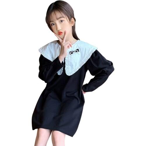 Girl Dress Patchwork Kids Party Dresses For Girls Letter Pattern Children Dresses Spring Autumn Kids Costume 6 8 10 12 14