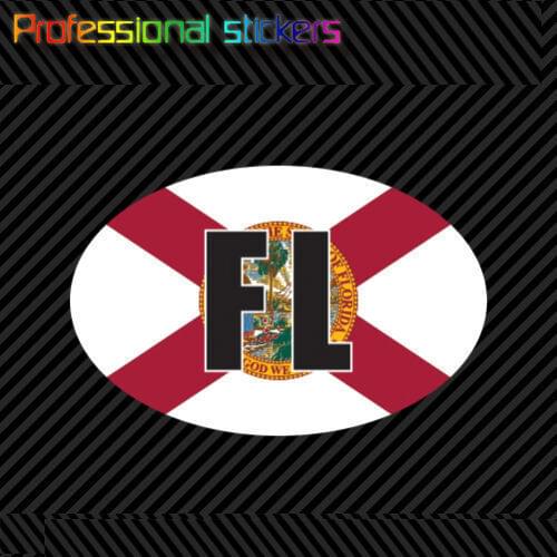 Florida State Flag Oval Sticker Die Cut Decal V2 FL Stickers for Car Windows, Laptops, Mobile Phones, Office Supplies