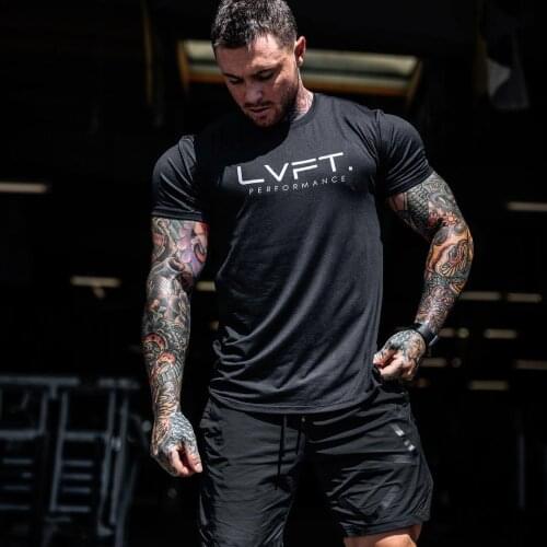 Hot Mens T-Shirt GYM Workout Fitness Cotton Sport Short Sleeve Running Basketball Jogging Tee Training Athletic Cloth Sportwear
