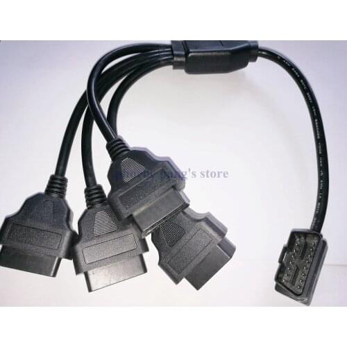 10pcs High Quality OBDII OBD-II OBD 2 M to 4F Right Angle 1 to 4 16 Pin Extension Cable OBD2 Splitter Converter Adapter Car Wire
