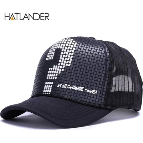 HATLANDER Casual black mesh baseball cap men truck cap women summer sun hats sponge gorras sports hat adjustable snapback cap