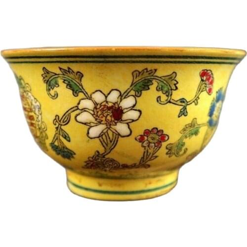 Chinese old porcelain Pastel glaze dragon flower Map Chinese food bowl