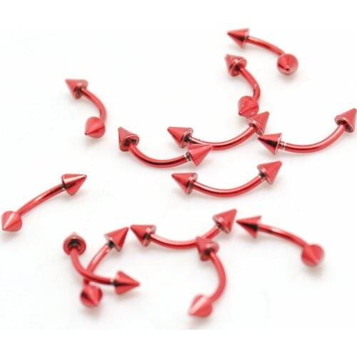 Red eyebrow jewelry curved ring with 3mm cone purple steel piercing body jewelrys