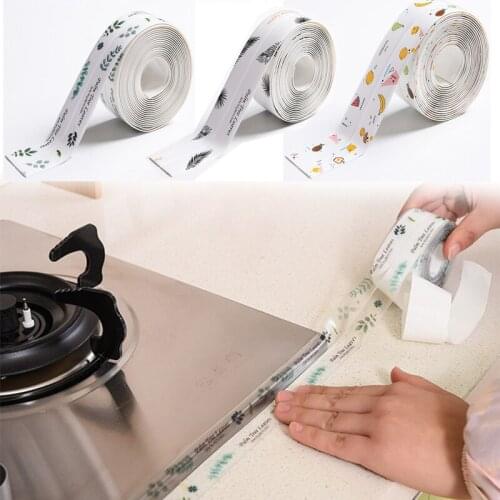 Kitchen Waterproof and Mildew Proof Tape Adhesive Sink Door Gap Stickers Countertop Toilet Gap Strip Transparent Seam Stickers