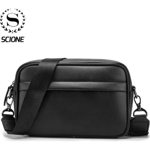 Scione Men Vegan Leather Leisure Messenger bag 2020 New Fashion Crossbody Shoulder Bag For Men