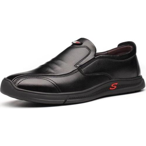 Mens Peas Shoes Cover Feet Lazy Shoes One Pedal Casual Leather Shoes Soft Bottom Breathable Shoes Business Casual Mens Shoes