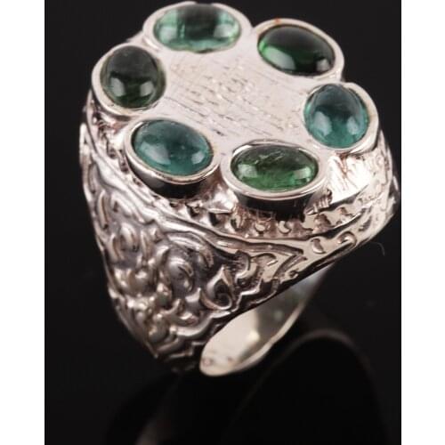 UM US JEWELRY Tourmaline Gemstone 925 Sterling Silver Men Ring