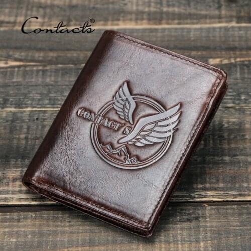 Mens Wallet Vertical Tri-fold Leather Mens Wallet Multifunctional Wallet Retro Wallet Card Holder