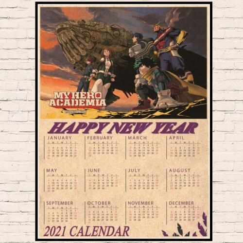 My Hero Academia poster brown kraft paper print wall art painting vintage style anime retro 2021 Calendar posters wall sticker