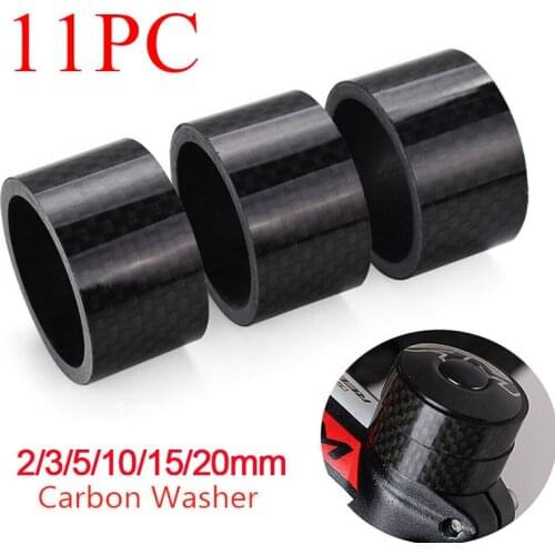 11pc set MTB Bicycle Carbon Fiber Washer 3/5/10/15/20mm Stem washer Spacer 28.6mm 1-1/8" Front Fork Road Bike Accessories