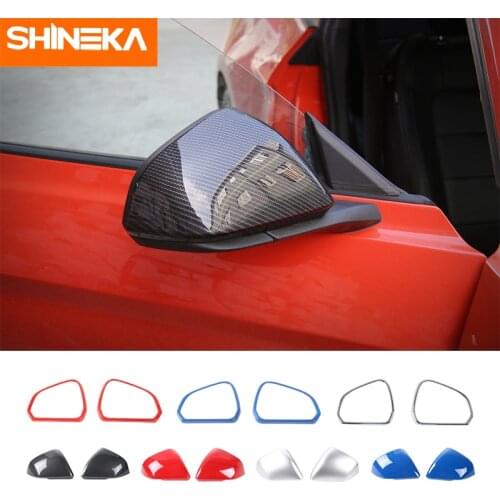 SHINEKA Mirror Covers for Ford Mustang ABS Car Exterior Side Rearview Mirror Decoration Cover Stickers for Ford Mustang 2015