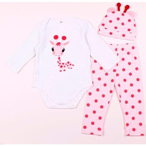 New baby boys girls clothes 3pcs (Romper+hat + pants) cartoon animal pattern baby suit for baby kids boys girls clothing sets