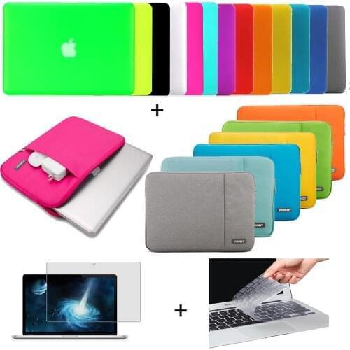 New Matte Hard case+Sleeve Bag+keyboard cover+Screen protector For Macbook Pro Air Retina 11 12 13 15"inch Notebook Bag