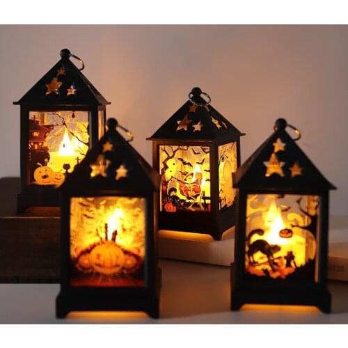 Halloween Lantern Ghost Festival Portable Electronic Candle Light Bar Haunted House LED Ambience Arrangement Supplies Retro Lamp