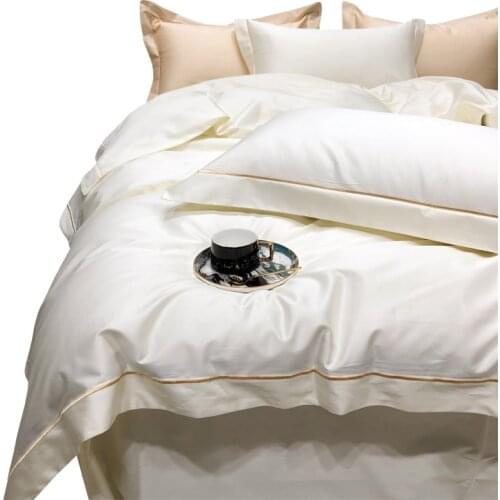 Egyptian Cotton Bed Linen Euro Simple Solid Duvet Cover 220X240 Quilt Cover For Home Double Bed Set 150 Pillowcase