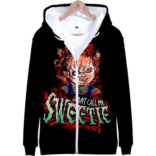 Men Halloween Childs play Bride of Chucky doll 3d print Hoodies unisex Sweatshirts The evil Good Guys toy zipper tracksuit