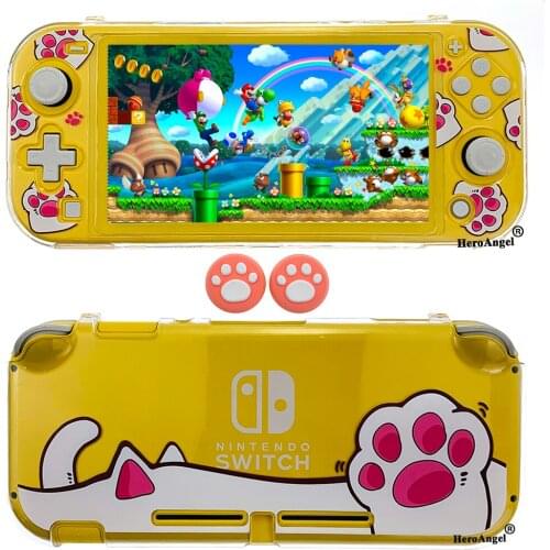 Cute Cat Paw Clear Protective Shell Case for Nintendo Switch Lite Hard Case Protection Anti-Proof Full Cover for Switch Lite