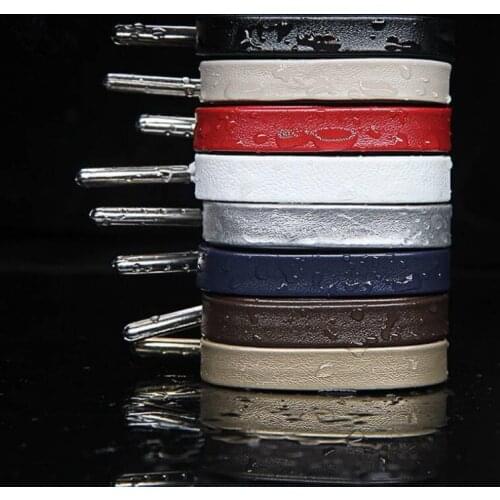 Fashion Luxury Goatskin Leather Shoe Laces Boot Flat Shoelace Metal Tips Premium Shoelaces 120/150/180CM Available
