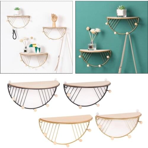Nordic Semicircle Iron Rack Wall Mounted Storage Shelf Hanger for Home Decor