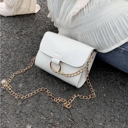 2020 Brand New Women Bags Rectangle Shape Solid Color Cross Body Bag Flip Design Metal Chain Shoulder Massage Bag