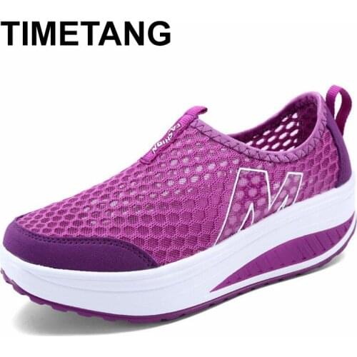 TIMETANGSpring Summer Shoes Woman Breathable Air Mesh Flat Platform Women Shoes Slip On Womens Loafers Swing Wedges Ladies Shoe