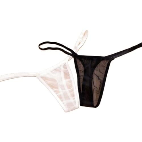 Low-Rise Ice Silk Transparent Black Sexy Panties Women Thongs And G Strings Micro Thong Bragas Mujer Underwear Lingerie Briefs