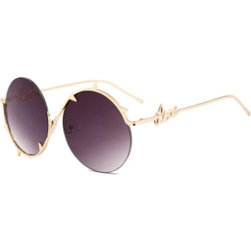 Unique Gradient Round Rimless Retro 2021 Sunglasses Steampunk Shades Women Men