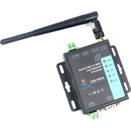 USR-W610 SSL, HTTPS Serial RS232 RS485 to RJ45 Ethernet WiFi Converter Wireless Server Converter Built in Web Server