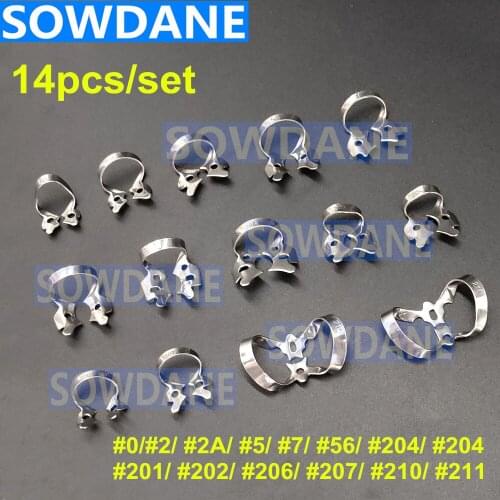 14pcs/12pcs/10pcs Most Popular Dental Rubber Dam Clamps Rubber Barrier Clip Stainless Steel Material